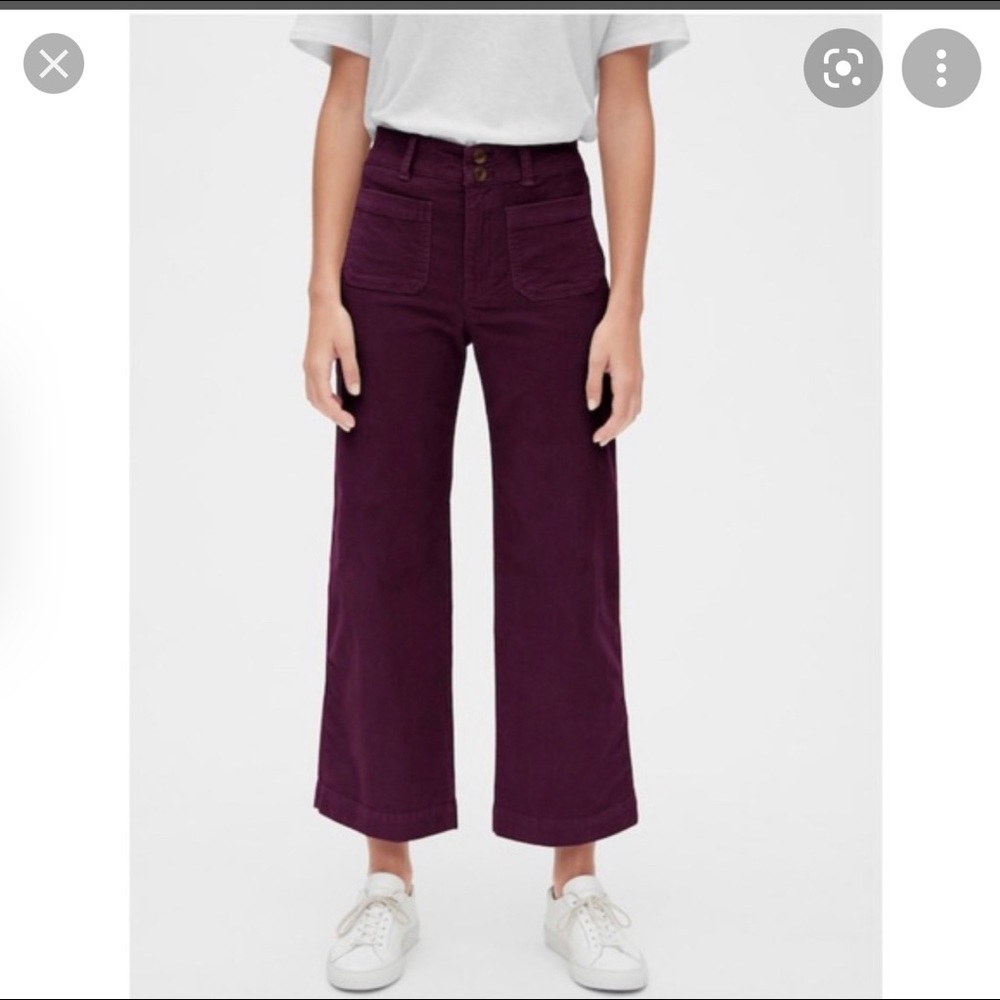GAP NWT BURGUNDY CROPPED WIDE LEG CORDUROY